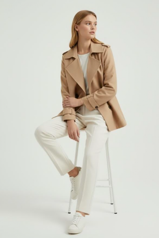 Bawełniana kurtka płaszczyk beżowy WIOSNA 2026