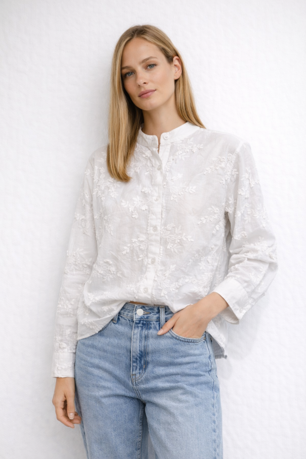 Koszula biała w kwiaty bawełna wiskoza