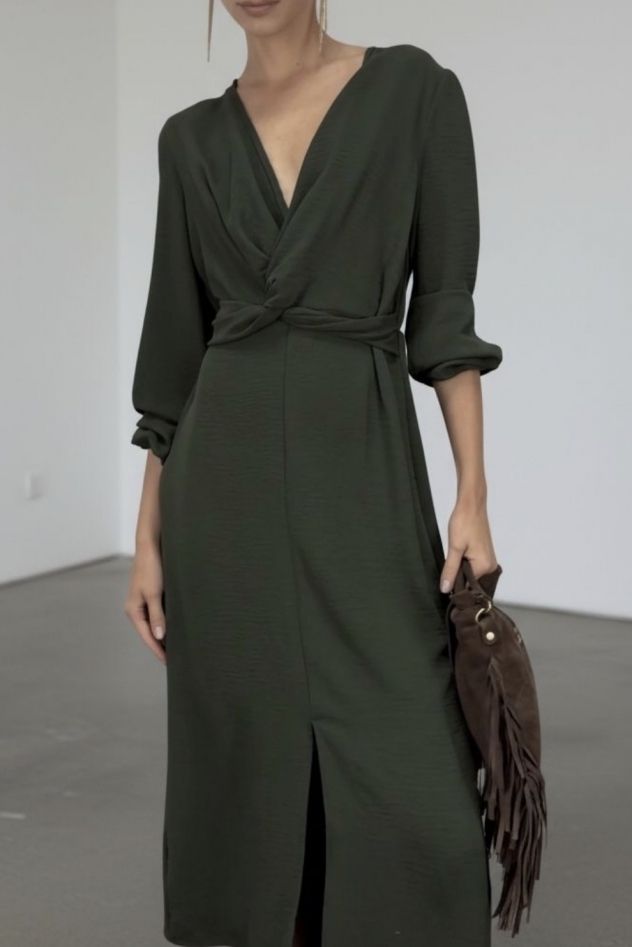 Sukienka maxi 100% wiskoza ciemna zieleń 