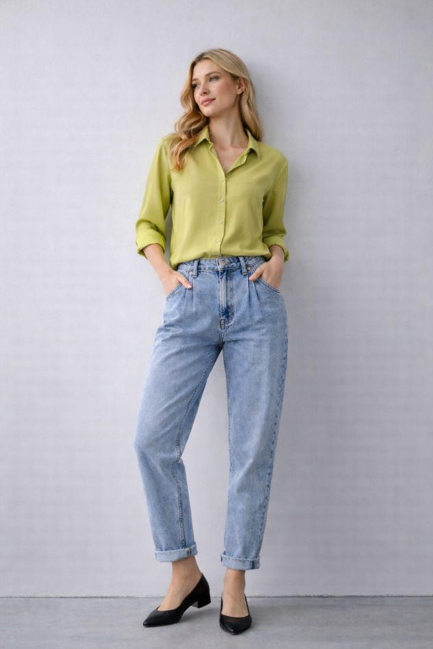 Bawełniane spodnie dżinsowe jasny niebieski kolor 