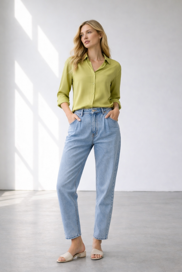 Limonkowa koszula 50% bawełna 50% wiskoza