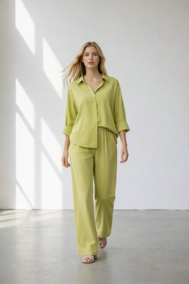 Limonkowe spodnie 50% bawełna 50% wiskoza 