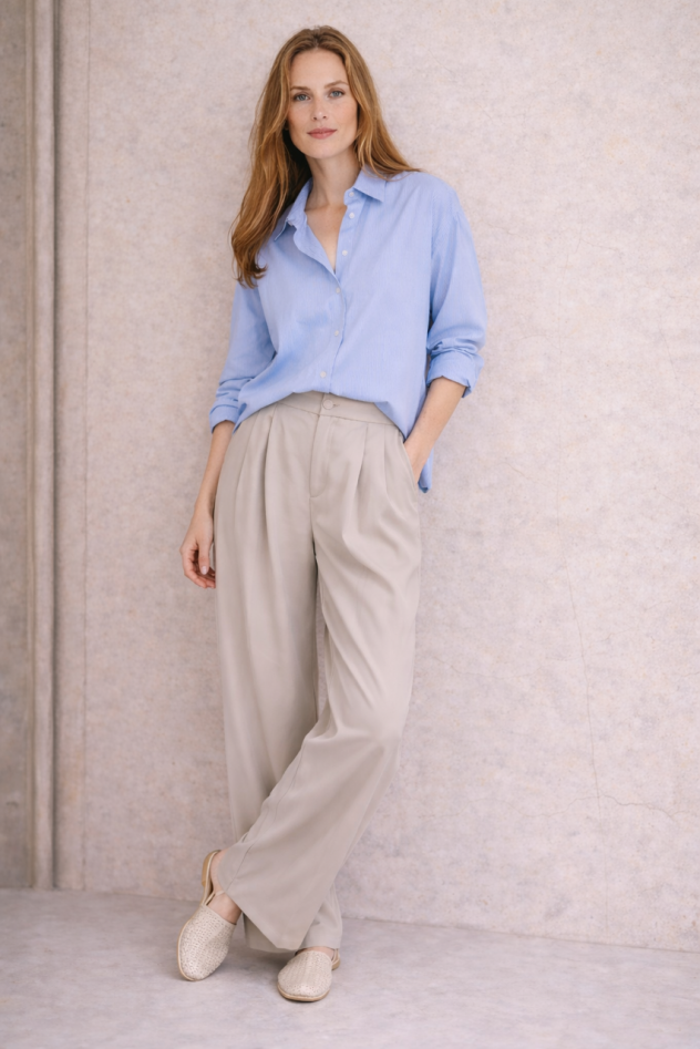 Bawełniano wiskozowe beżowe spodnie szerokie palazzo kuloty off white  z suwakiem