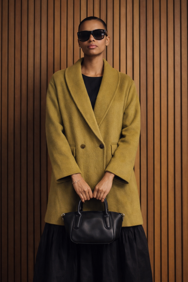 100% wełny płaszcz w oryginalną limonkową zieleń wełniany