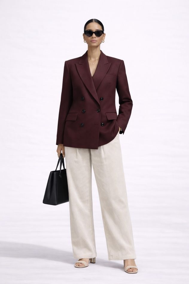 Marynarka bordo usztywniana dwurzędowa bawełniana 100%