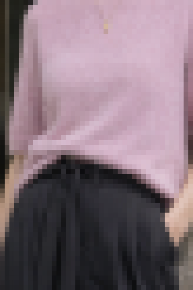 Jasny Fioletowy kaszmirowy sweter z okrągłym dekoltem z krótkim rękawem