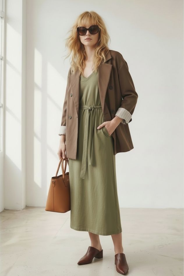 Brązowa marynarko płaszcz kurtka z białą podszewką w paski 100% bawełna