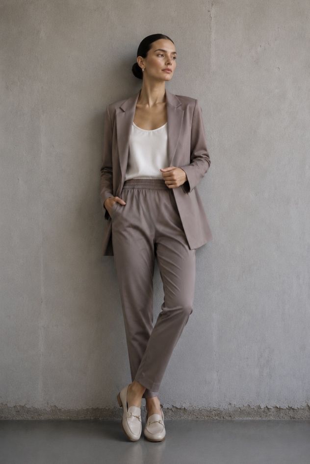 SHOP THE LOOK 13 - GARNITUR WEŁNIANY gładki szaro fioletowy TAUPE