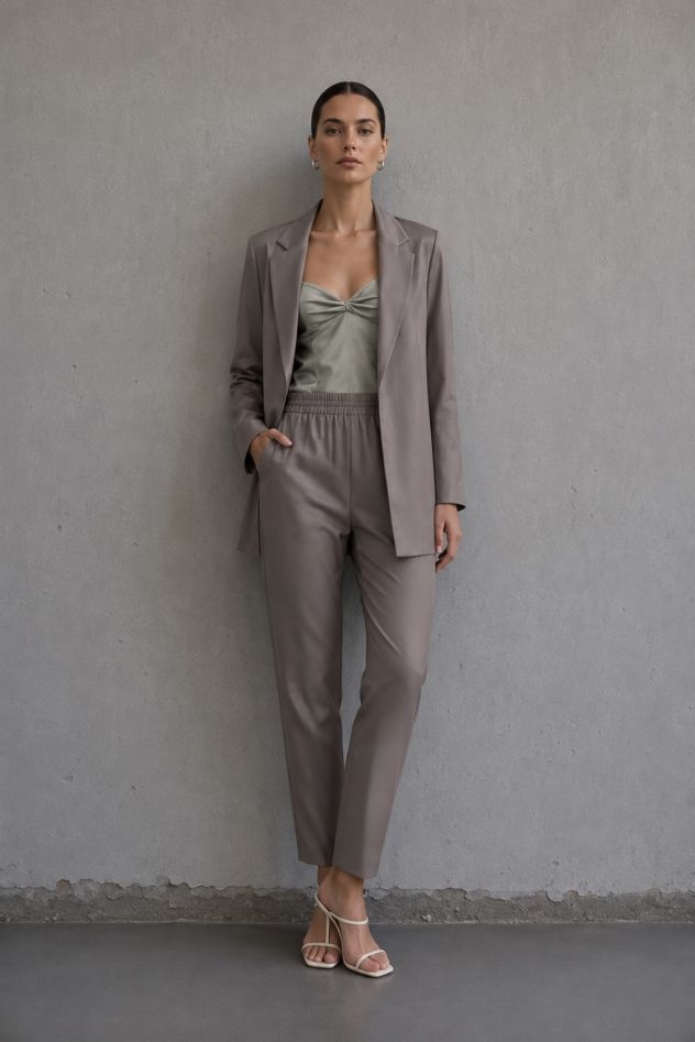 SHOP THE LOOK 13 - GARNITUR WEŁNIANY gładki szaro fioletowy TAUPE