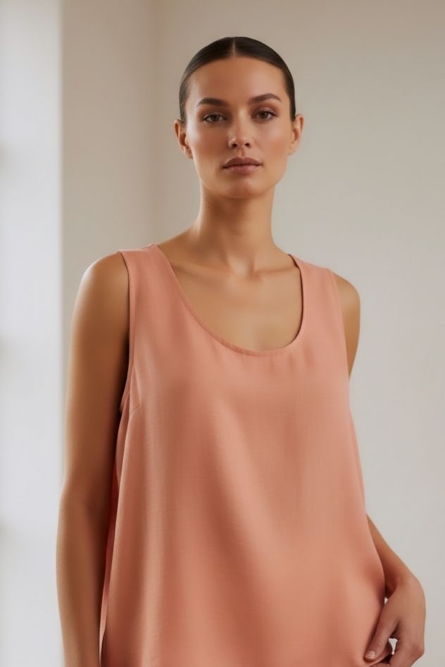 Top wiskozowy łososiowy róż lekki basic  