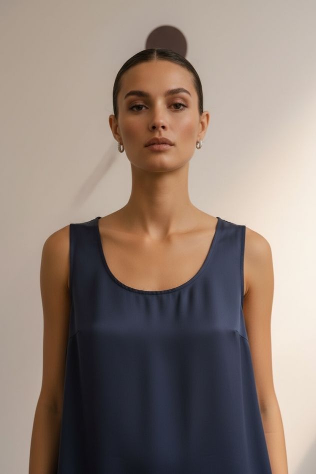 Top wiskozowy granatowy lekki basic 