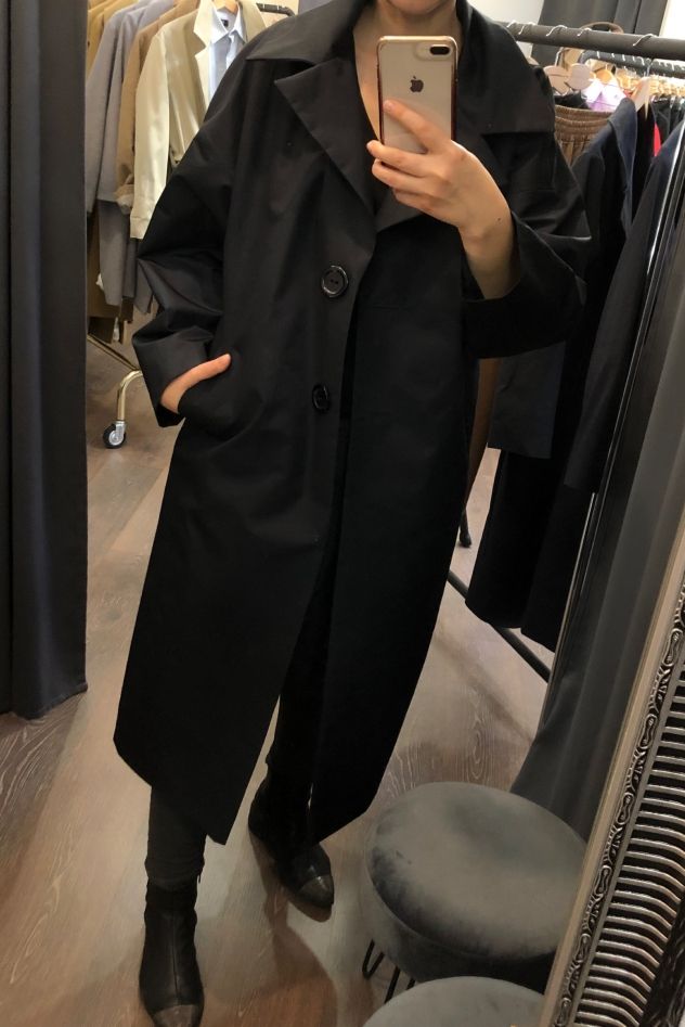 LEKKI Wiosenny OVERSIZE'owy Płaszcz KIND OF MAGIC BLACK