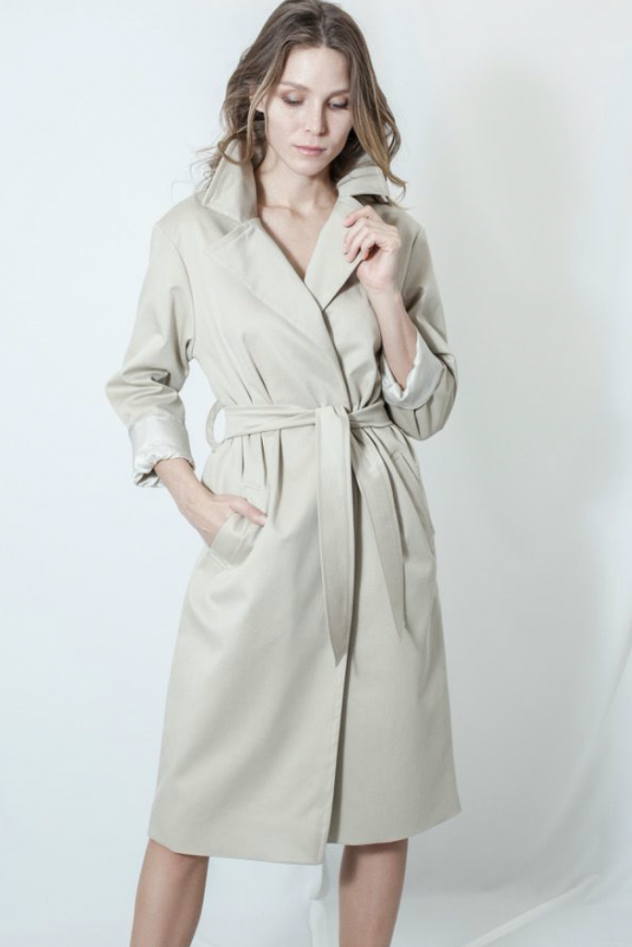 Jedwabna Sukienka CLASSY LIGHT GREY - Kolekcja Limitowana