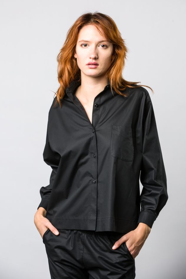 Czarna koszulowa sukienka szmizjerka My Style Black Shine