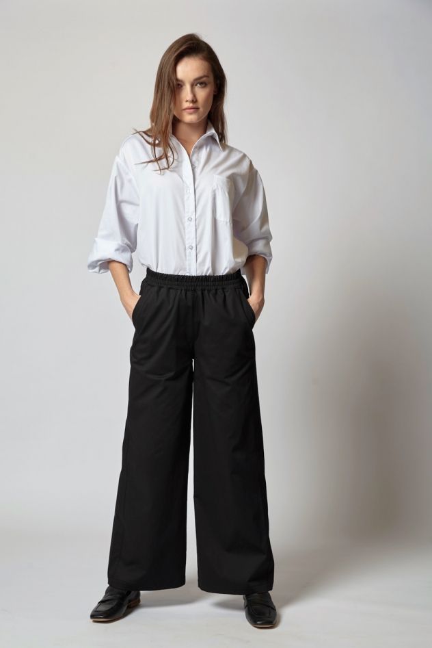 Beżowe lniane długie spodnie szerokie palazzo culottes BEIGE Len 100%