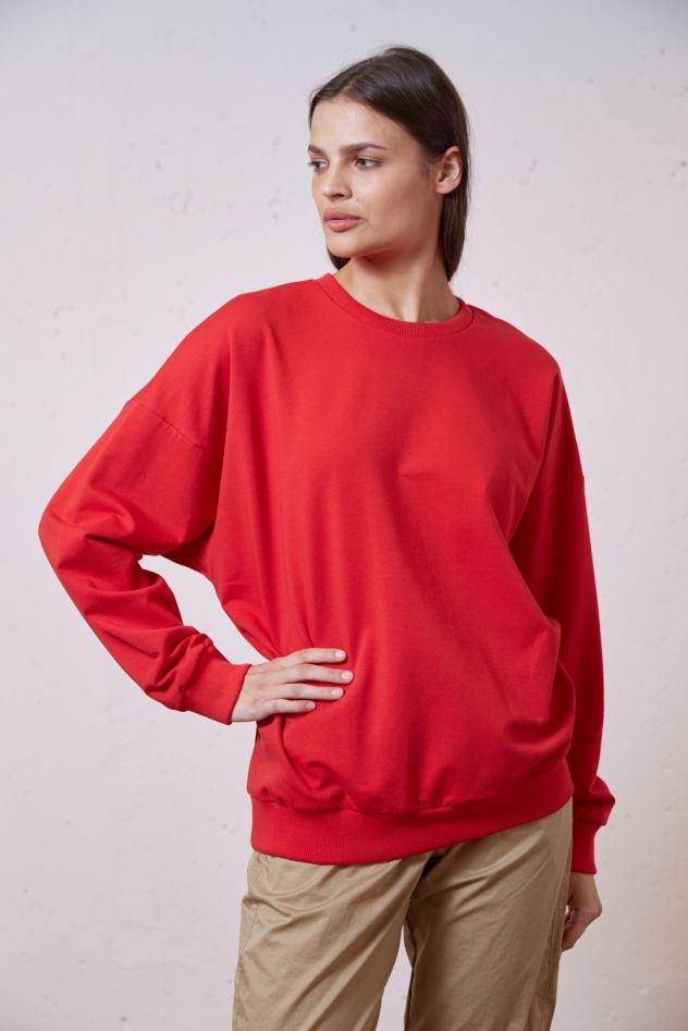 czerwona bawełniana bluza oversize True Color