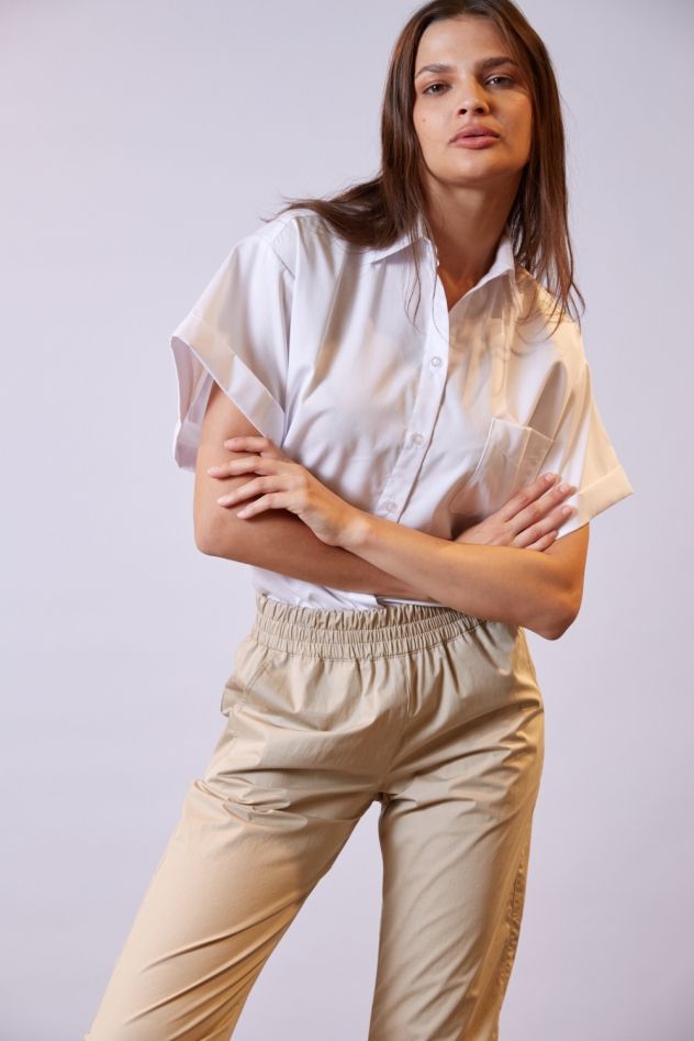 Biała koszula bawełniana My Style z krótkim rękawem