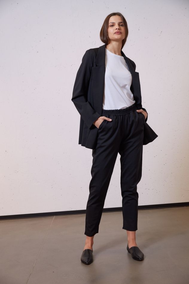 Beżowa wełniana Dwurzędowa Marynarka 100% wełny Pure Elegance Beż Aspen Look