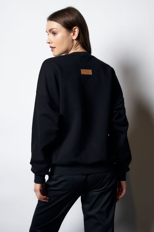 Damska Czarna 100% Bawełny Bluza OVERSIZE z napisem NO MORE