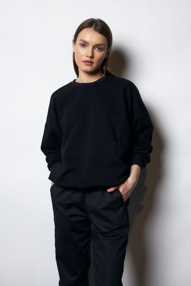 Damska Czarna 100% Bawełny Bluza OVERSIZE z napisem NO MORE