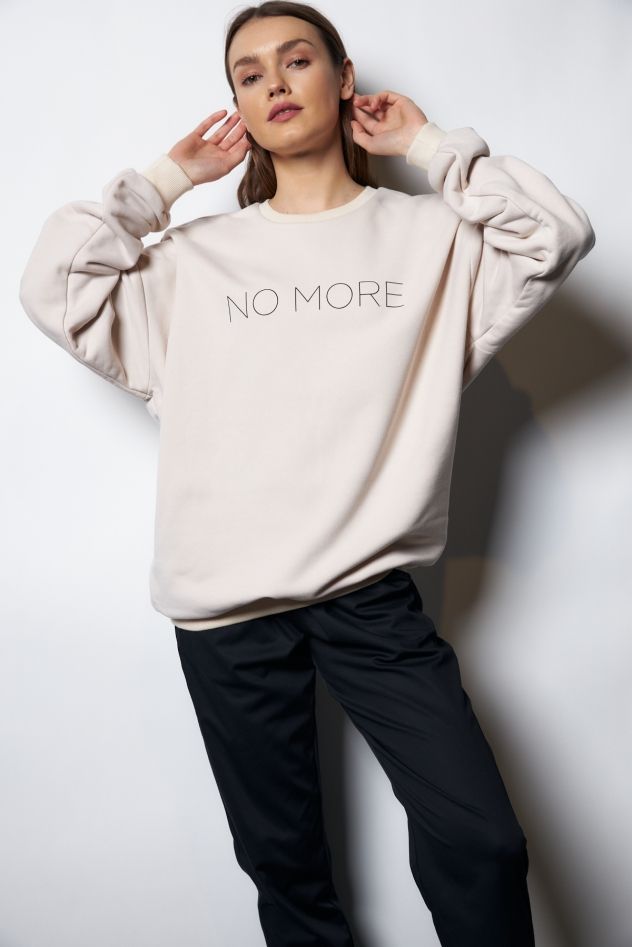 Damska Czarna 100% Bawełny Bluza OVERSIZE z napisem NO MORE