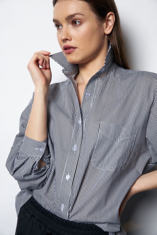 Koszula Bawełniana w biało czarne paseczki My Style 100% Bawełna