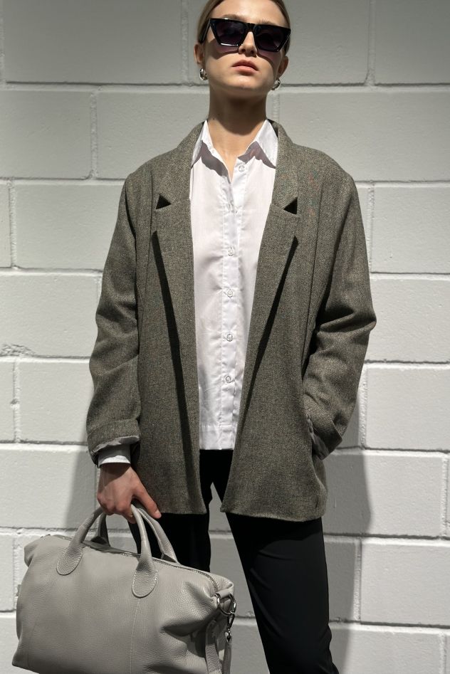 Duża skórzana szara torba shopper bag i travel bag TRUE No 5 (Kopia)