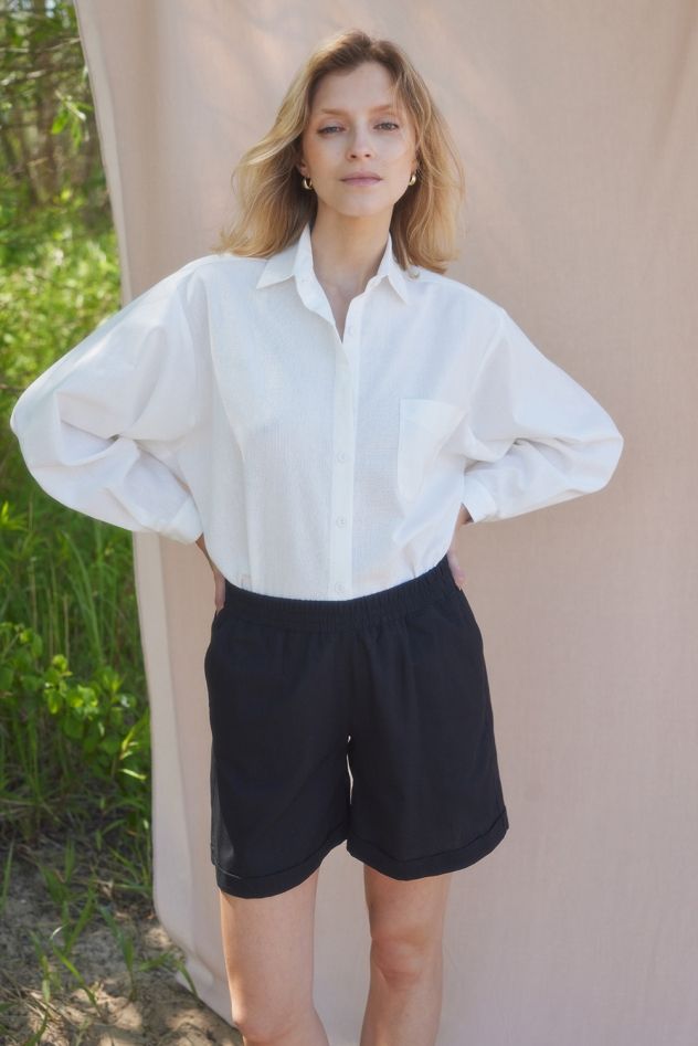 Beżowe lniane długie spodnie szerokie palazzo culottes BEIGE Len 100%