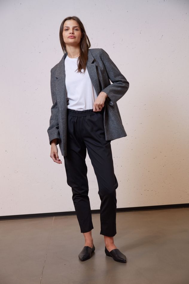 Wełniana Marynarka szaro-czarny sól i pieprz LOOSE and ELEGANCE Wool