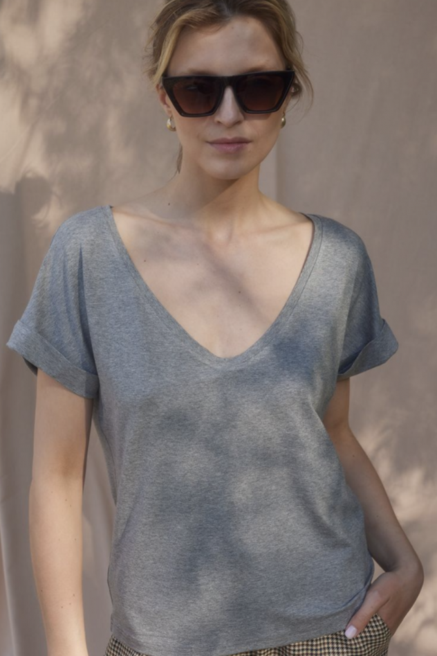 TSHIRT bawełniany oversize szary