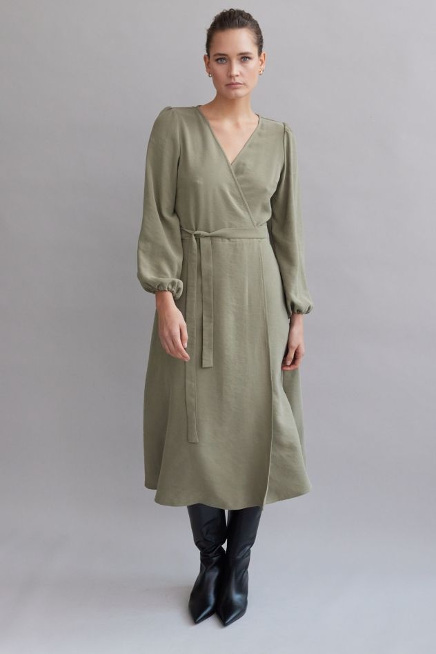 Spodnie z gumką Jedwabna Khaki Loose 50% jedwab 50 wiskoza