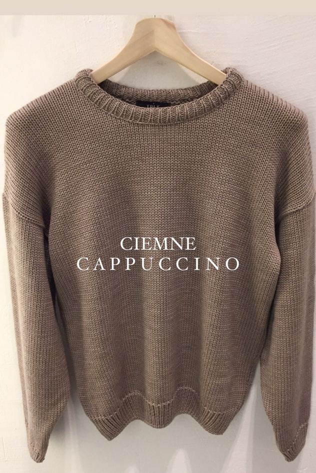 Wełniany 100% wełny merino taupe jasny brązowy sweter z okrągłym dekoltem  oversize (Kopia)