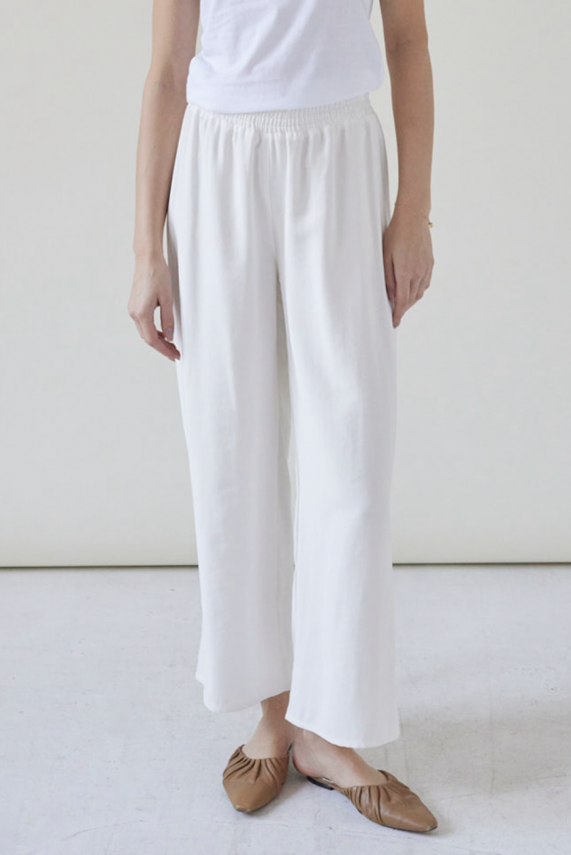 Białe spodnie culottes Wełniane - wełna włoska 100% gładka, miękka