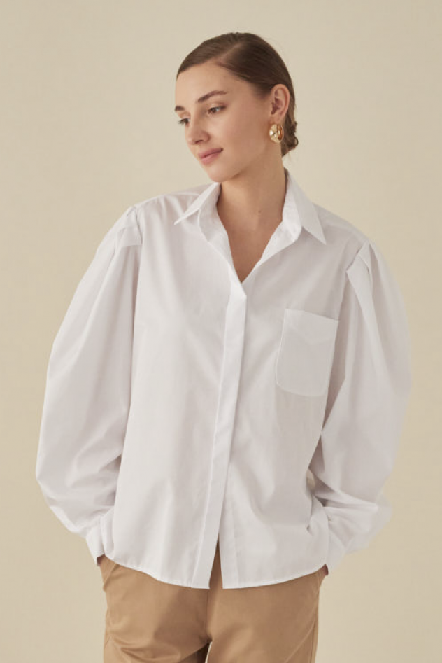 Biała 100% Bawełniana Koszula oversize My Style No. 2 z oryginalnym rękawem