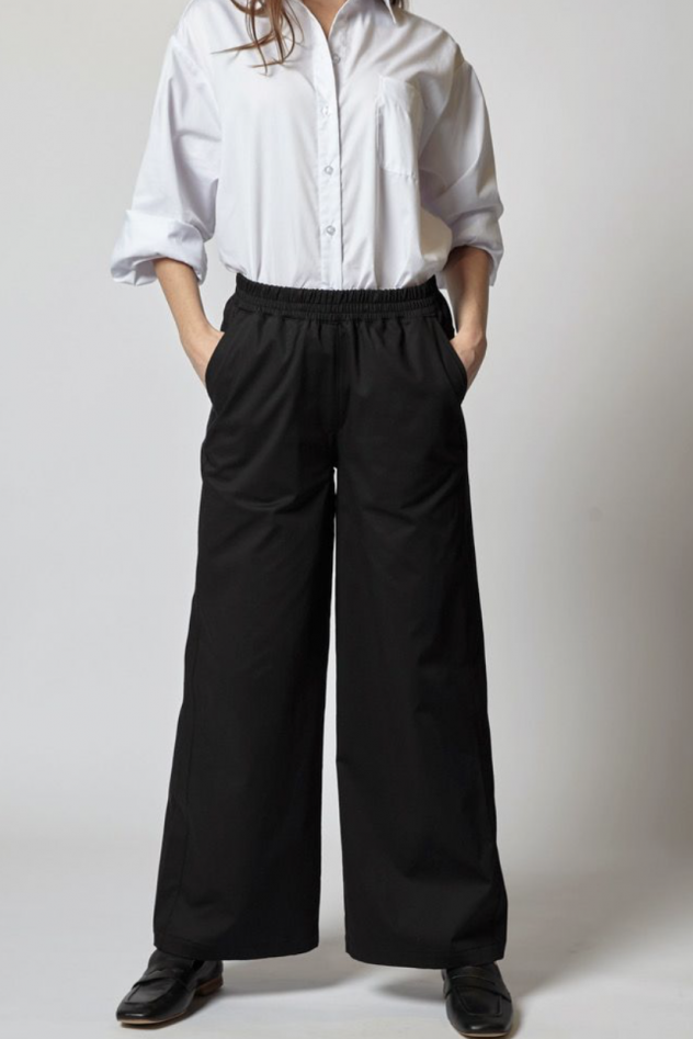 Czarne bawełniane długie szerokie spodnie culotte palazzo Bawełna 100% włoska