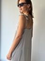 Tencel 100% delikatna przewiewna maxi długa sukienka beżowo szara maxi