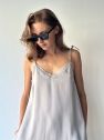 Tencel 100% delikatna przewiewna maxi długa sukienka beżowo szara maxi