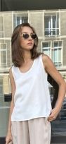 Biały top miły w dotyku tencel 100%