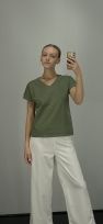 Zielony Bawełniany TSHIRT z mięsistej 100% bawełny zielony-khaki