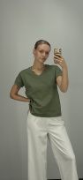 Zielony Bawełniany TSHIRT z mięsistej 100% bawełny zielony-khaki
