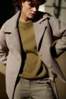 Długi i krótszy bawełniany 100% ZIELONA oliwka khaki sweter z okrągłym dekoltem oversize z naturalnej dzianiny