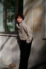 100% WEŁNIANA Kurtka BOMBER ASPEN LOOK melanżowy beż z klasycznym REKAWEM 