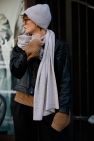 Wełniana Zimowa Czapka 100% wełny merino unisex Beżowo szara melanżowa 