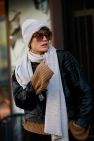 Wełniana Zimowa Czapka 100% wełny merino unisex Beżowo szara melanżowa 