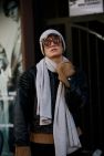 Komplet 100% Merino Wełniana Czapka i Wełniany Zimowy SZAL merino unisex Beż melanż 