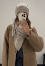 Długi a la karakuł zimowy Płaszcz Oversize kind of magic camelowy z wełną futro 