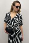 Sukienka kopertowa PARIS PARIS LONG midi wiskozowa czarno-biały print zebra z szerokim paskiem 100% wiskoza włoska