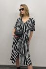 Sukienka kopertowa PARIS PARIS LONG midi wiskozowa czarno-biały print zebra z szerokim paskiem 100% wiskoza włoska