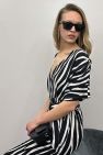 Sukienka kopertowa PARIS PARIS LONG midi wiskozowa czarno-biały print zebra z szerokim paskiem 100% wiskoza włoska
