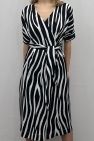 Sukienka kopertowa PARIS PARIS LONG midi wiskozowa czarno-biały print zebra z szerokim paskiem 100% wiskoza włoska
